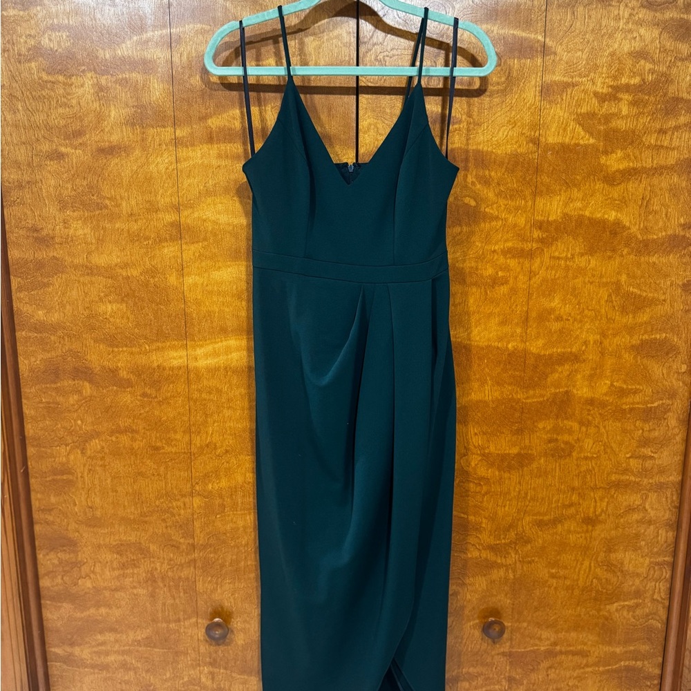 Anthropologie Caron V-Neck Crepe Dress Emerald Green Size 6